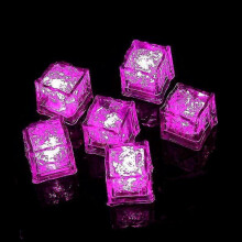 (Pink) Light Up Ice Cubes, 12 Pack Multi Color Led Ice Cubes, Reusable Glowing Flashing Ice Cube For Club Bar Party