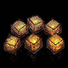 (Yellow) Light Up Ice Cubes, 12 Pack Multi Color Led Ice Cubes, Reusable Glowing Flashing Ice Cube For Club Bar Party