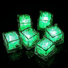 (Green) Light Up Ice Cubes, 12 Pack Multi Color Led Ice Cubes, Reusable Glowing Flashing Ice Cube For Club Bar Party