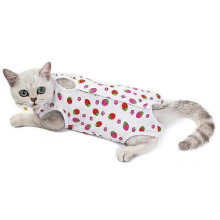 (XL, Strawberry) Cat Surgery Recovery Suit, Cat Anti Licking Pet Surgical Recovery Shirt