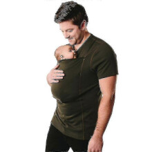 (2XL, Green) Men's Kangaroo Dad T-shirts Baby Carrier T-shirt