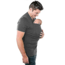 (M, Grey) Men's Kangaroo Dad T-shirts Baby Carrier T-shirt