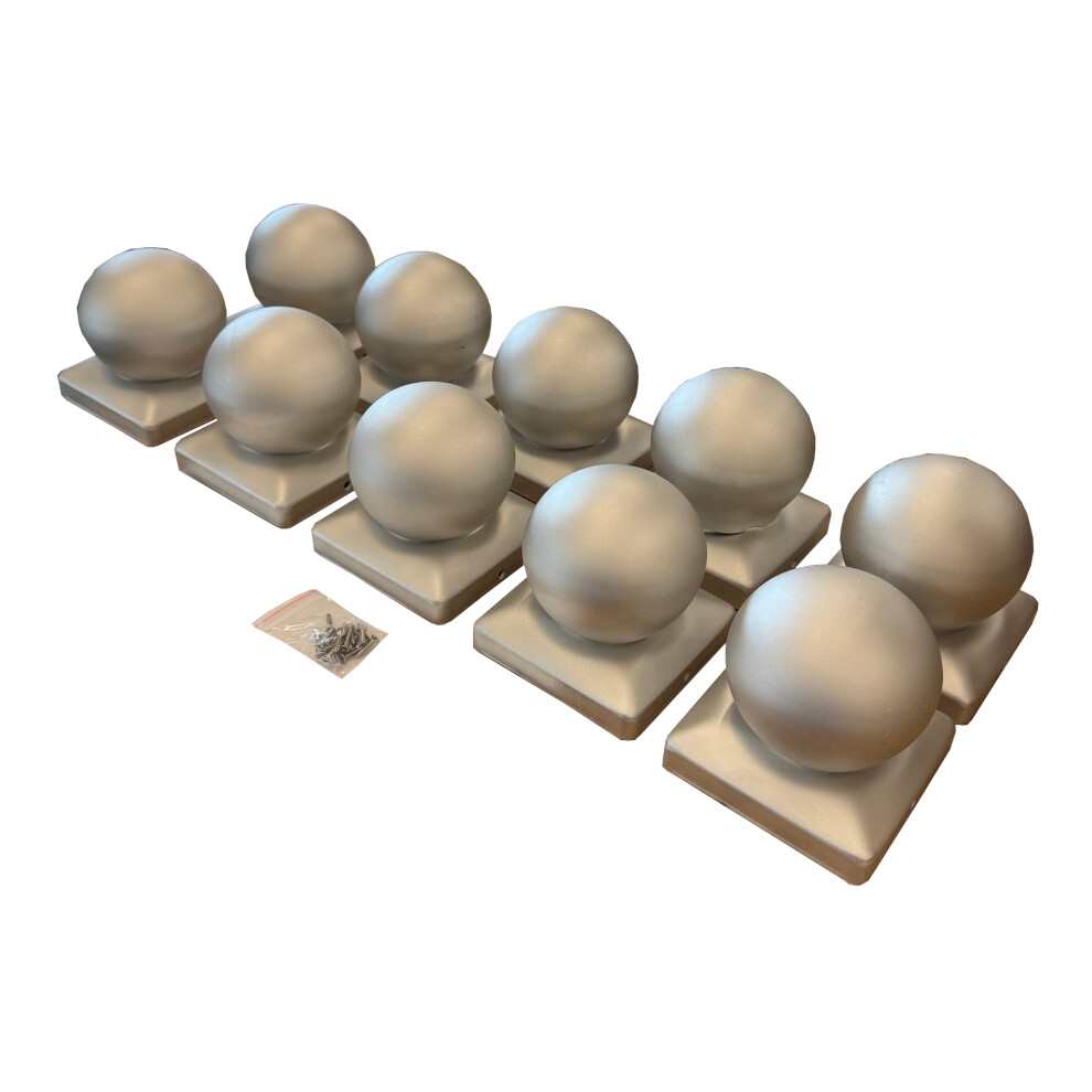 Galvanized Steel Ball Shape Fence Post Caps (Pack of 10)