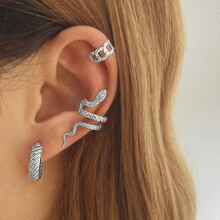 (IF78113852) Women earring girl stud ear Drop IFMIA Vintage Snake Charm Gold Round Ear Clips Trend Ear Cuffs Vale