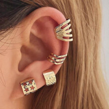 (IF20913537) Women earring girl stud ear Drop IFMIA Vintage Snake Charm Gold Round Ear Clips Trend Ear Cuffs Vale