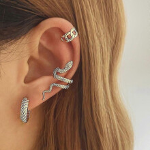 (IF20913394) Women earring girl stud ear Drop IFMIA Vintage Snake Charm Gold Round Ear Clips Trend Ear Cuffs Vale