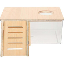 Transparent Hamster Sand Bathroom Acrylic Hamster Bath Box Gerbils Sand Bath Container with Wood Ladder