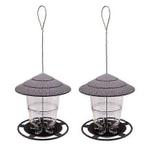 Telescopic Automatic Bird Feeders Hanging Wild Bird Water Feeders Tray Roof Viewing Outdoor Garden