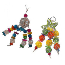2pcs Bird Cage Hanging Parrot Chewing Toys Rattan Ball Teeth Care Treat Chew