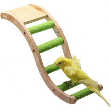 Bird Wooden Ladder Toy Pet Parrot Climbing Bridge Bird Chew Toy Hanging Swing Cage Accessories