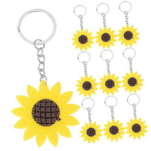 50pcs Sunflower Keychains Pendants Backpack Hanging Sunflower Button Key Ring for Summer Birthday Party Favors School - Ri