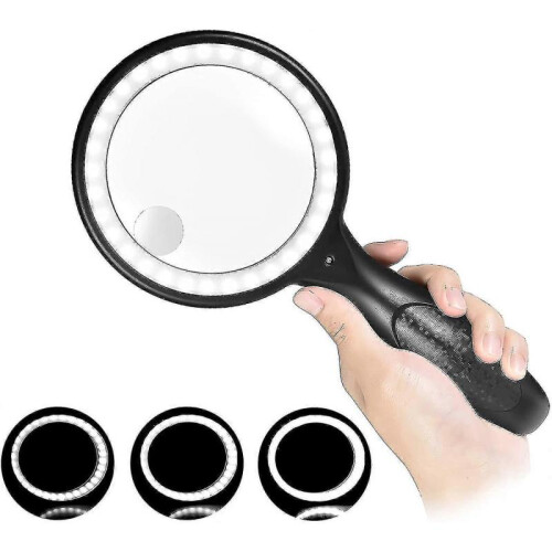 Reading Magnifier Magnifier with Light 33 Led, 30x 60x Magnifier Usb Charging