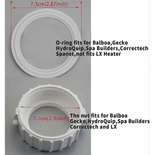 Spa Hot Tub Heater Split Nut Unions with Gasket/o-rings (2 Pack) 2