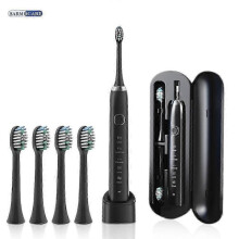 (Black 4 Heads) Electric Sonic Toothbrush 8 Brush Heads Smart Ultrasonic Dental Teeth Whitening Rechargeable Adult Tooth Brush Sarmocare S100