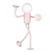 (Pink) Cute Bulb Man Night Light for Kids - 2024 Changeable Shape Bulb Man, Mini Desk Lamp with Suction Cup