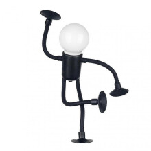 (Black) Cute Bulb Man Night Light for Kids - 2024 Changeable Shape Bulb Man, Mini Desk Lamp with Suction Cup