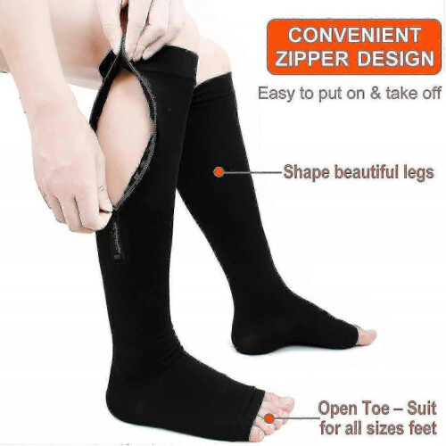 (XL) Zipper Compression Socks Open Toe Compression Stocking 1