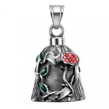 Luck Riding Bell Biker Guardian Lucky Bell Titanium Steel Bell with Engraved Rose Vines Hanging Bell for Key Ring Car Backpack