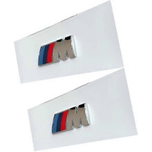 2pcs Replacement for Bmw M Front Fender Badge Sign  51148058881 Sport Nameplate Decal Logo Sticker ( Silver)