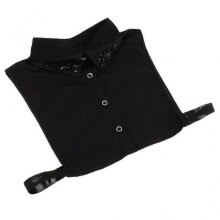 Womens Fake Collar Removable False Blouse Embroidered Chiffon Pearl Black