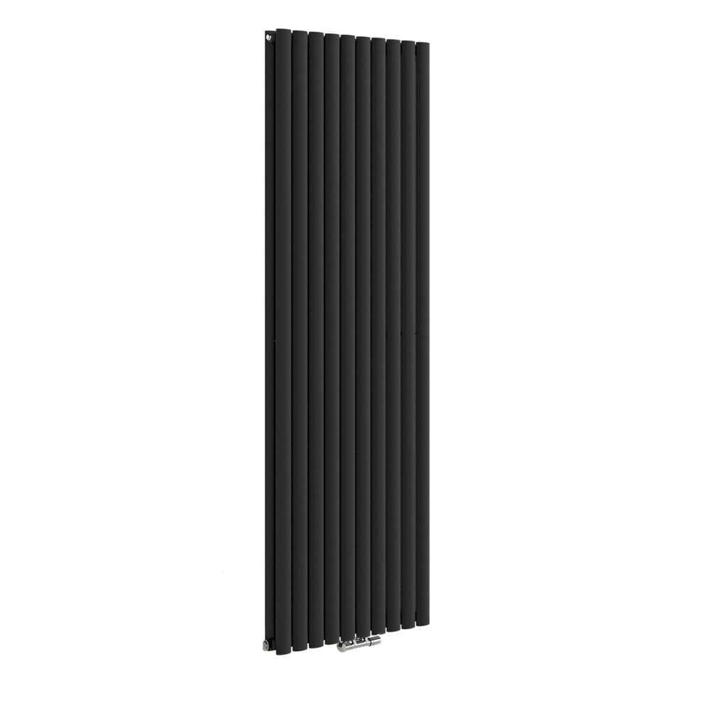 Nes Home 1800 x 600 mm Vertical Designer Radiator Black Double Oval Tube