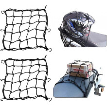 (30*30, Black) Luggage Net 2 Pieces Elastic Spider With 6 Hooks For Motorcycle Scooter Bicycle Mtb Expandable