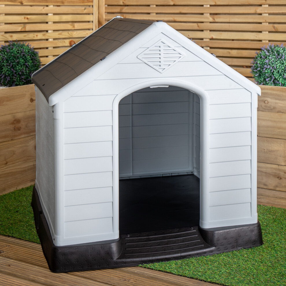 99 x 92cm Samuel Alexander Large Outdoor Plastic Dog House with Raised Bed