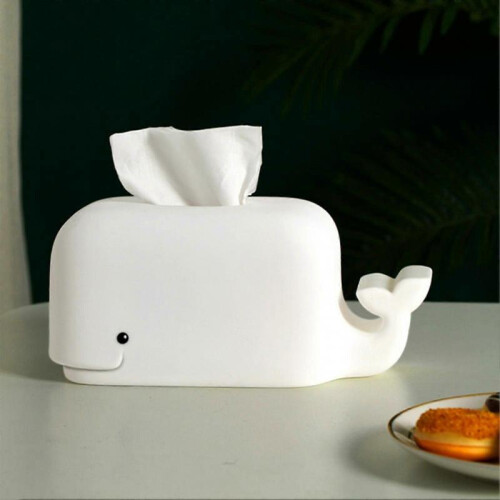 (Light Blue) Desktop Tissue Box Whale Shape Fall-resistant Home Decoration Tissue Storage Holder for Kitchen 1
