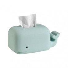 (Light Blue) Desktop Tissue Box Whale Shape Fall-resistant Home Decoration Tissue Storage Holder for Kitchen