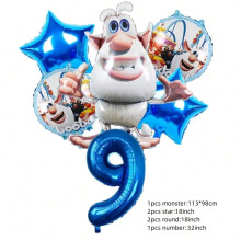 (set-9, Other) Cartoon Big Eyed Rat Aluminium Foil Balloons Kids Birthday Party Decoration Children Gifts Bubaed Number Globos5 Th 6th Birthda