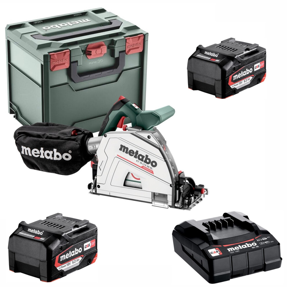 Metabo 18v Plunge Saw 165mm Brushless Saw + x2 5.2AH BatteryKT 18 LTX 66 BL