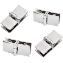 4pcs Hinge Glass Door Clip, Stainless Steel Glass Door Hinge, Folding Glass Hinge, Door Clamp Hinge, Kitchen Cabinet Glass Door Hinge