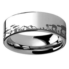 (Silver 6mm, 11) Titanium Steel Ring Movie Star Wars Alliance Galactic Empire Ring Stainless Steel Ring