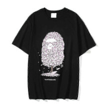 (L, 10) 2023 Japanese T-shirt For Men Aasual Letter Print Round Neck Short-sleeved Bapes T Shirts Short Sleeve Cotton Unisex T Shirt