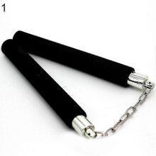 (Black) Durable Metal Chain Martial Sponge Nunchaku Show