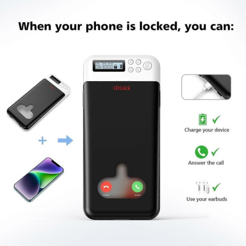 (Black) IDiskk phone lock box with timer, suitable for Android iPhone timing lock box 2