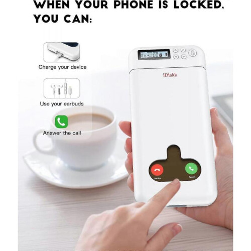 (White) IDiskk phone lock box with timer, suitable for Android iPhone timing lock box 1