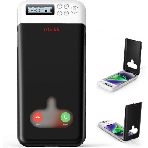 (Black) IDiskk phone lock box with timer, suitable for Android iPhone timing lock box