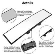 Rétroviseur de Voiture Universel, Miroir d'Angle Mort Rétroviseur Intérieur Antireflet Rétroviseur Arrière 300 x 75 mm Auto