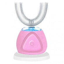 (Pink) Adult's U Shaped Electric Toothbrush Automatic Whitening Massage Toothbrush 3 Modes