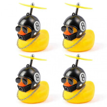 (4PCS) The Duck Light Horn Small Yellow Duck Car Decoration Windbreaker Duckling with Helmet