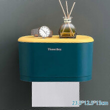 (Large, Dark Blue) Waterproof Toilet Paper Holder Wall Mounted Punch Free Paper Dispenser Storage Box Bathroom Kitchen