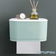 (Small, Light Green) Waterproof Toilet Paper Holder Wall Mounted Punch Free Paper Dispenser Storage Box Bathroom Kitchen