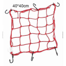 (40x40, Red) Elastic Net Bag Holder For Motorcycles Luggage Tie-Down Net with 6 Hooks Bicycle Accessory