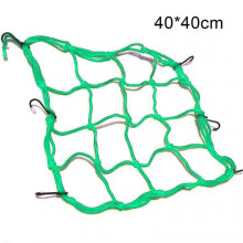 (40x40, Green) Elastic Net Bag Holder For Motorcycles Luggage Tie-Down Net with 6 Hooks Bicycle Accessory