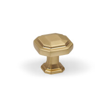 (30mm Knob) Satin Brass Octagonal Cabinet Handles