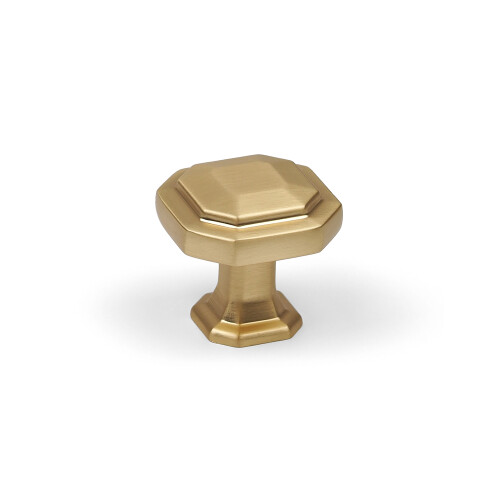 (30mm Knob) Satin Brass Octagonal Cabinet Handles