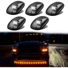(White Light) No Drill Cab Lights, 5pcs Wireless Solar Powered Cab Lights For Truck, Solar Power Cab Lights For Truck, Wireless Cab Lights For Truck