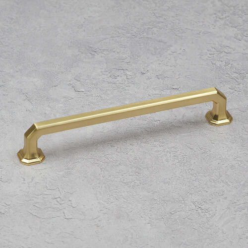(160mm Handle) Satin Brass Octagonal Cabinet Handles 2