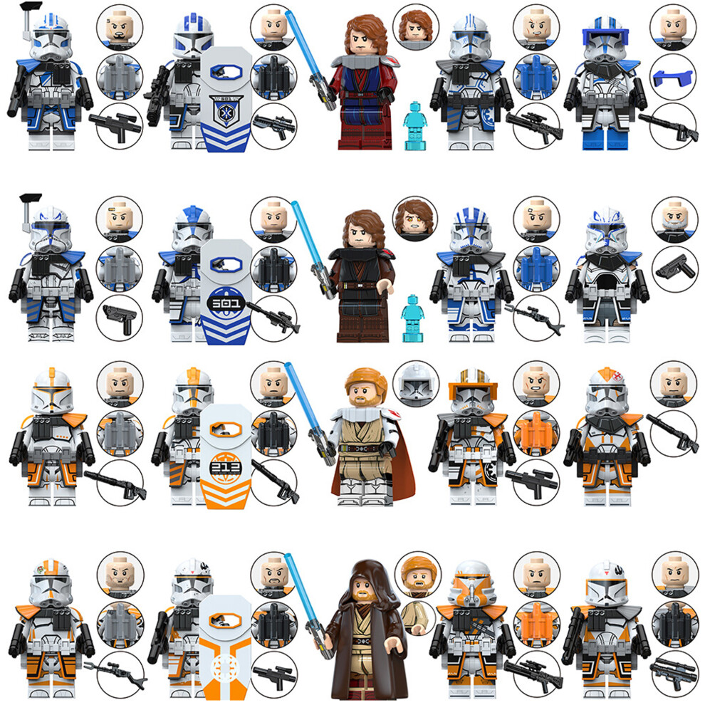 Bonxaif (20Pcs Star Wars - B) 30Pcs Star Wars Clone Trooper Obi-Wan Anakin Skywalker Minifigures Toys Fit Lego